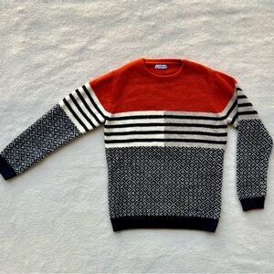 Mayoral DK Orange Multi Pattern Knitted Sweater Size Youth 9 Wool Blend